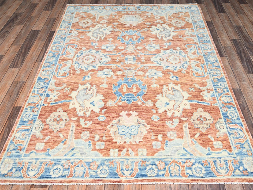 4'11" x 6'9" New Hand Knotted Brown Wool Rectangle Oriental Rug - MOA1022762