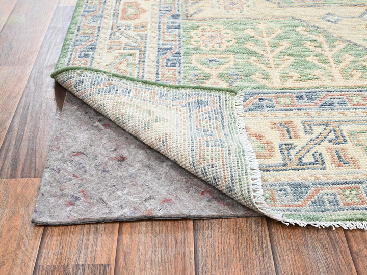 4'11" x 6'11" New Hand Knotted Green Wool Rectangle Oriental Rug - MOA1022764