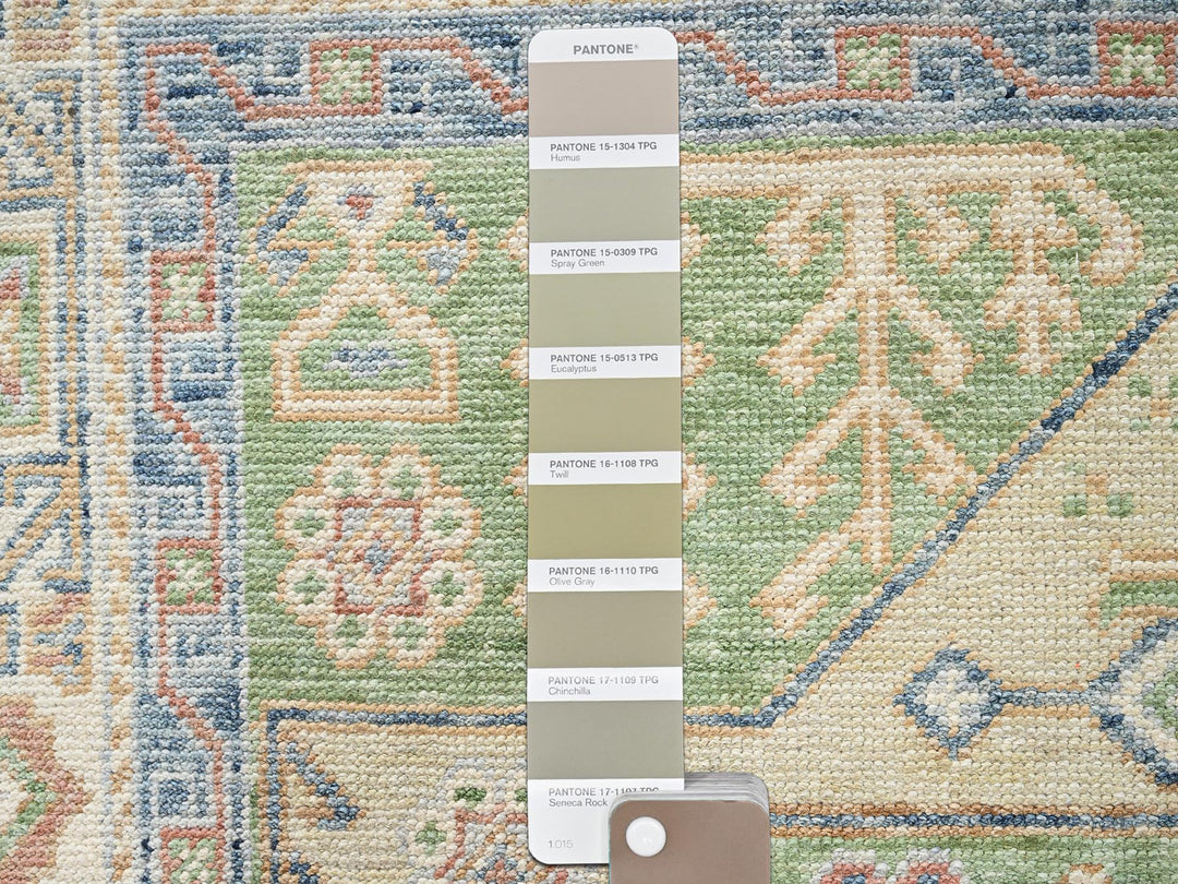 4'11" x 6'11" New Hand Knotted Green Wool Rectangle Oriental Rug - MOA1022764