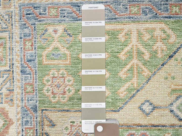 4'11" x 6'11" New Hand Knotted Green Wool Rectangle Oriental Rug - MOA1022764