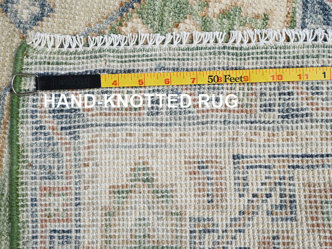 4'11" x 6'11" New Hand Knotted Green Wool Rectangle Oriental Rug - MOA1022764