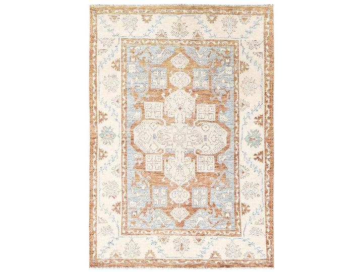 4'10" x 7'0" New Hand Knotted Blue Wool Rectangle Oriental Rug - MOA1022765