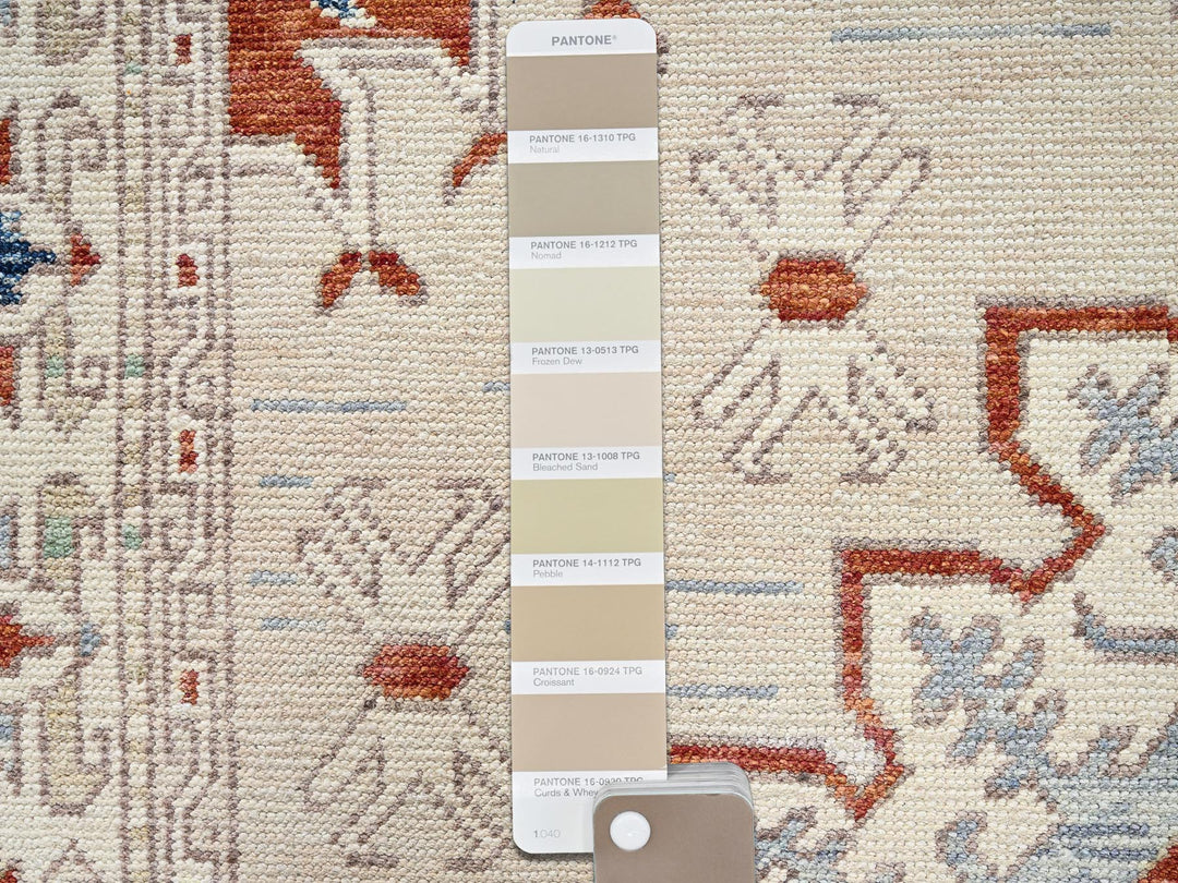 4'10" x 6'10" New Hand Knotted Ivory Wool Rectangle Oriental Rug - MOA1022766