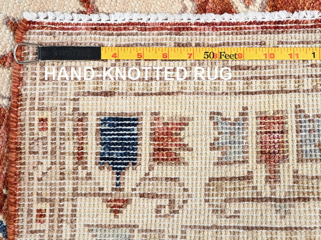 4'10" x 6'10" New Hand Knotted Ivory Wool Rectangle Oriental Rug - MOA1022766