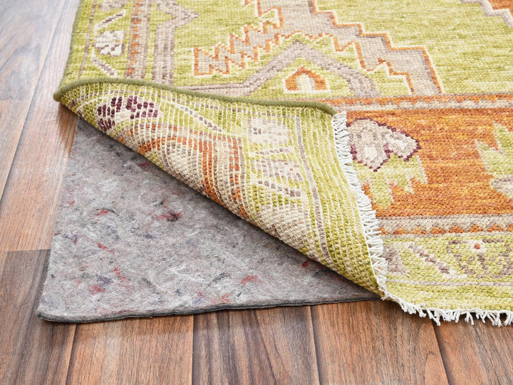 4'11" x 7'1" New Hand Knotted Green Wool Rectangle Oriental Rug - MOA1022767