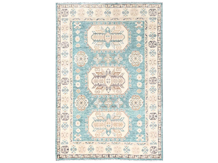 4'8" x 6'10" New Hand Knotted Teal Wool Rectangle Oriental Rug - MOA1022769