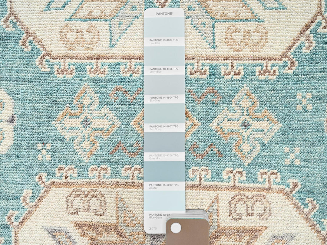 4'8" x 6'10" New Hand Knotted Teal Wool Rectangle Oriental Rug - MOA1022769