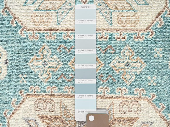 4'8" x 6'10" New Hand Knotted Teal Wool Rectangle Oriental Rug - MOA1022769