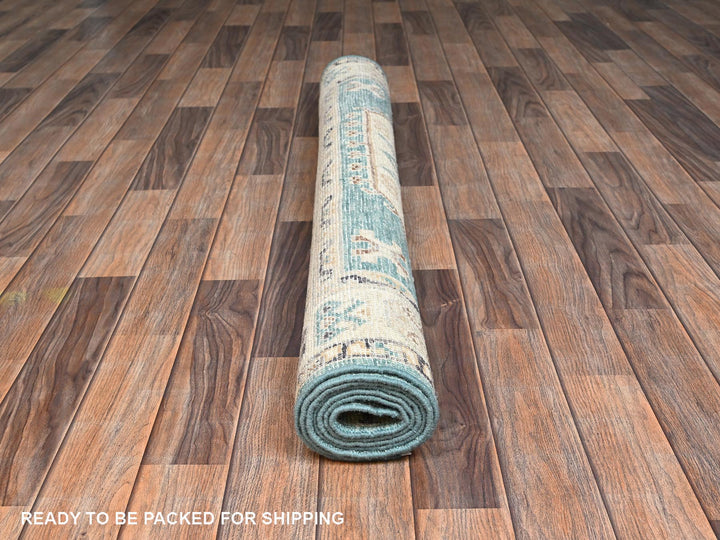 4'8" x 6'10" New Hand Knotted Teal Wool Rectangle Oriental Rug - MOA1022769