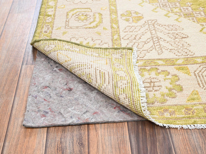 5'0" x 7'1" New Hand Knotted Green Wool Rectangle Oriental Rug - MOA1022770