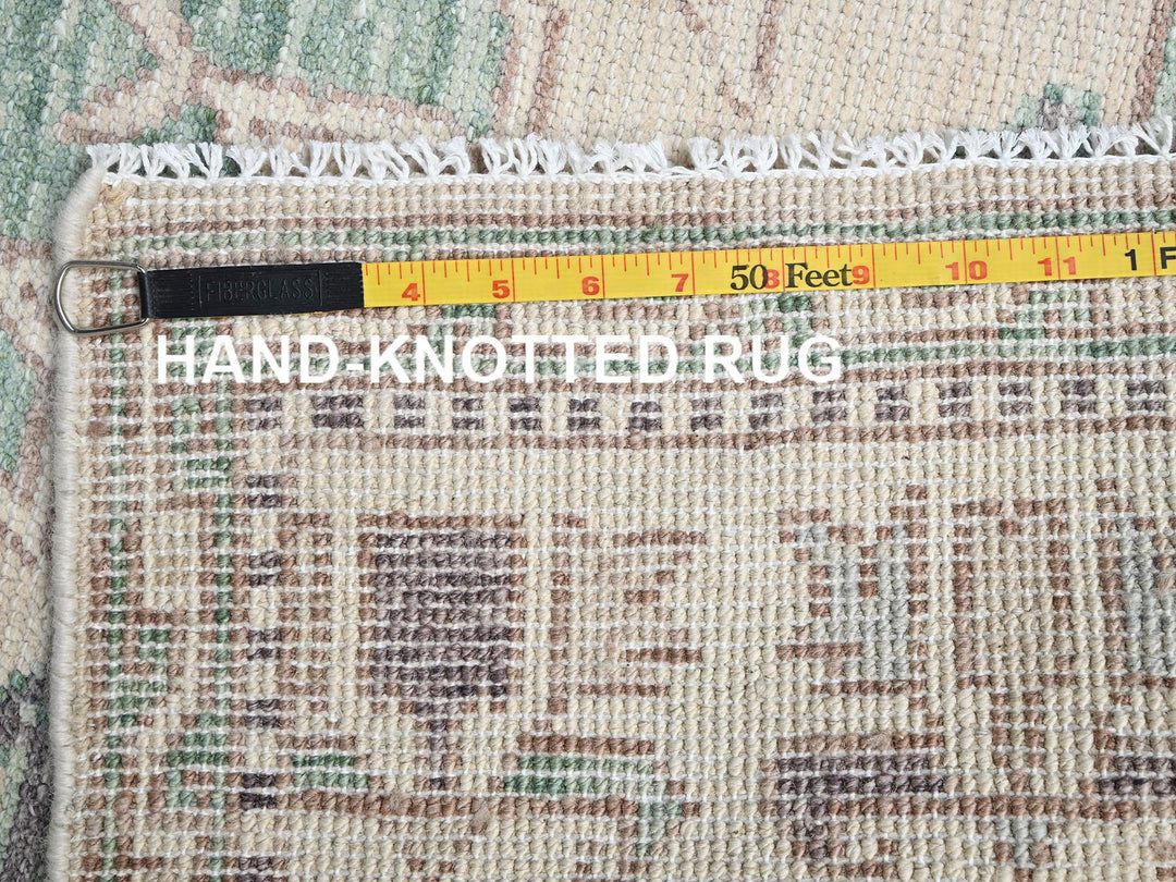 4'10" x 7'0" New Hand Knotted Green Wool Rectangle Oriental Rug - MOA1022771