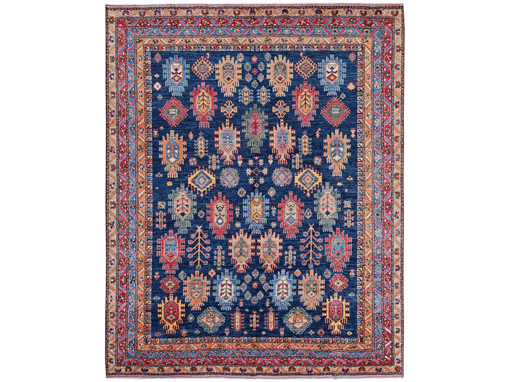9'9" x 12'0" New Hand Knotted Blue Wool Rectangle Oriental Rug - MOA1022773