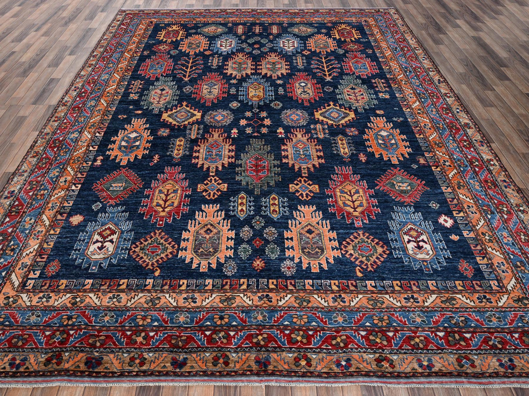 9'9" x 12'0" New Hand Knotted Blue Wool Rectangle Oriental Rug - MOA1022773