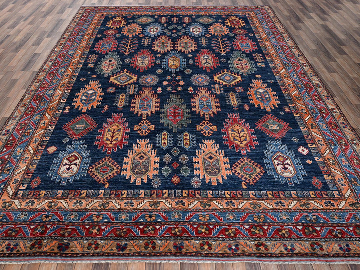 9'9" x 12'0" New Hand Knotted Blue Wool Rectangle Oriental Rug - MOA1022773