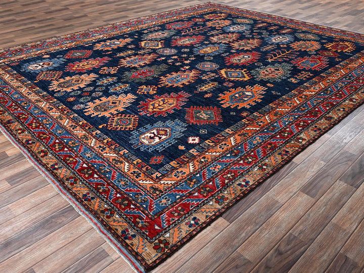 9'9" x 12'0" New Hand Knotted Blue Wool Rectangle Oriental Rug - MOA1022773