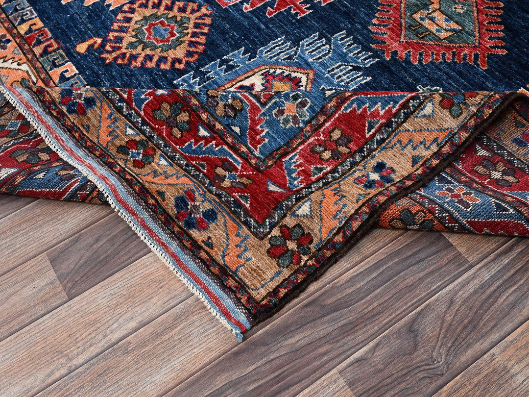 9'9" x 12'0" New Hand Knotted Blue Wool Rectangle Oriental Rug - MOA1022773