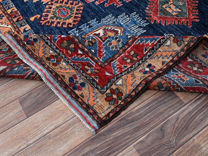 9'9" x 12'0" New Hand Knotted Blue Wool Rectangle Oriental Rug - MOA1022773