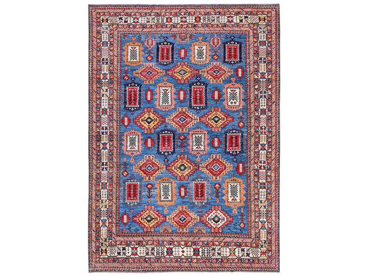 9'11" x 13'11" New Hand Knotted Blue Wool Rectangle Oriental Rug - MOA1022774