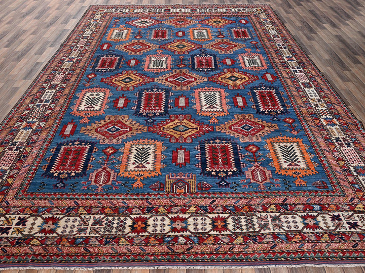 9'11" x 13'11" New Hand Knotted Blue Wool Rectangle Oriental Rug - MOA1022774