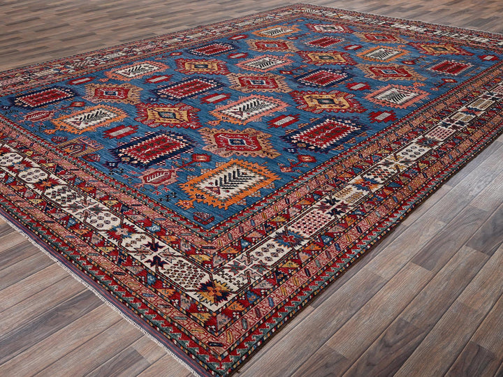 9'11" x 13'11" New Hand Knotted Blue Wool Rectangle Oriental Rug - MOA1022774