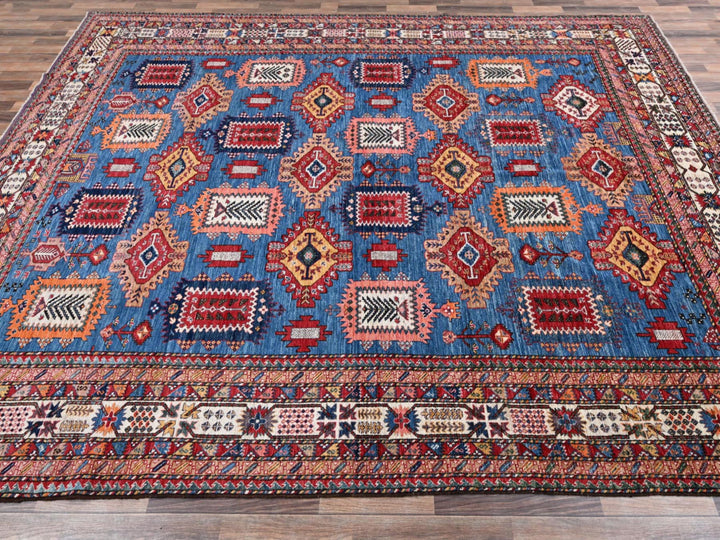 9'11" x 13'11" New Hand Knotted Blue Wool Rectangle Oriental Rug - MOA1022774