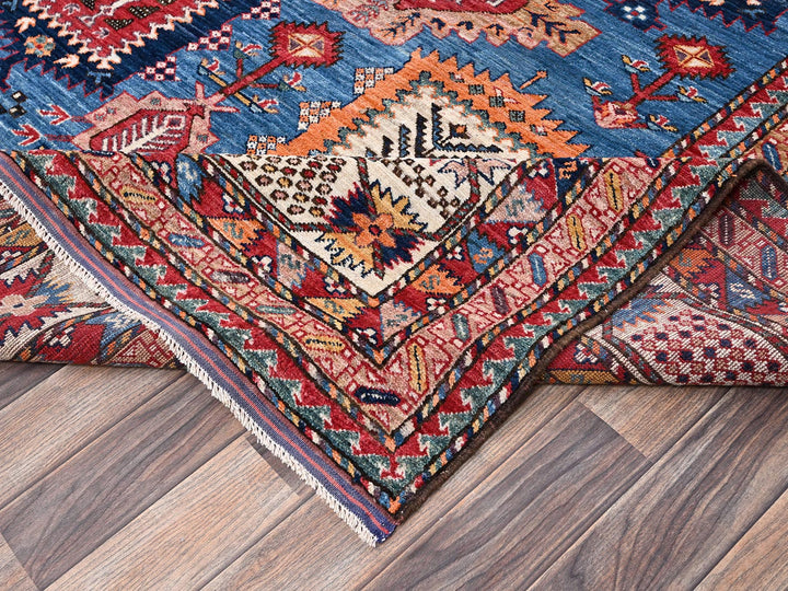 9'11" x 13'11" New Hand Knotted Blue Wool Rectangle Oriental Rug - MOA1022774