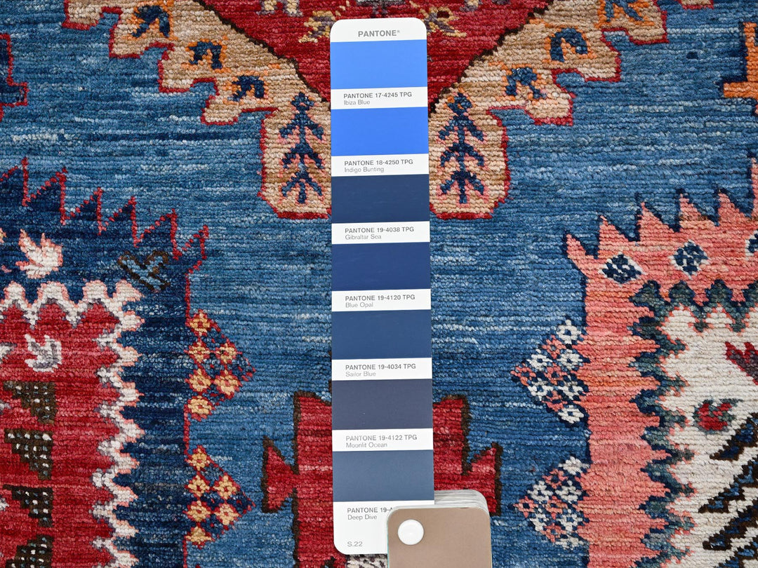 9'11" x 13'11" New Hand Knotted Blue Wool Rectangle Oriental Rug - MOA1022774