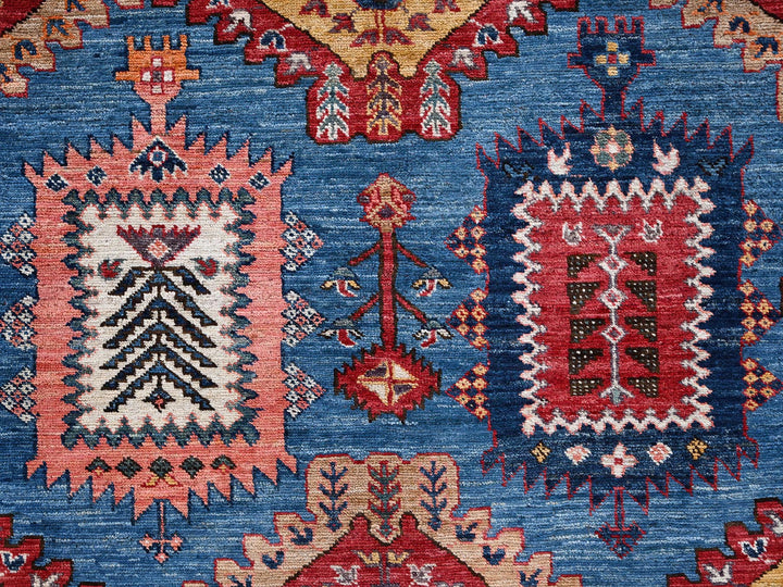9'11" x 13'11" New Hand Knotted Blue Wool Rectangle Oriental Rug - MOA1022774