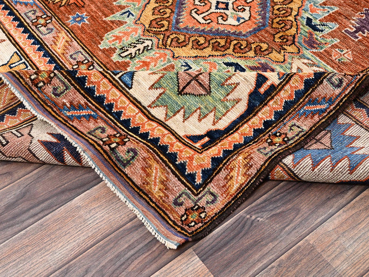 8'4" x 10'5" New Hand Knotted Orange Wool Rectangle Oriental Rug - MOA1022775