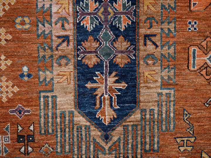 8'4" x 10'5" New Hand Knotted Orange Wool Rectangle Oriental Rug - MOA1022775