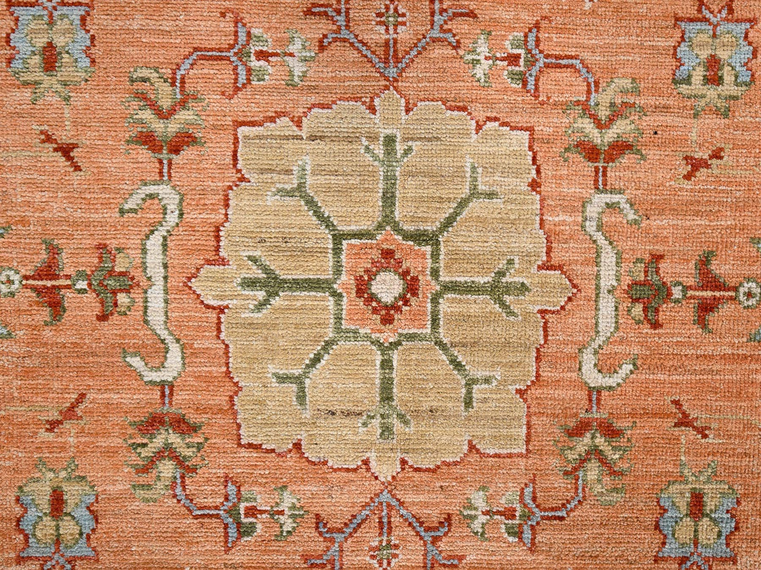 8'8" x 11'9" New Hand Knotted Orange Wool Rectangle Oriental Rug - MOA1022776