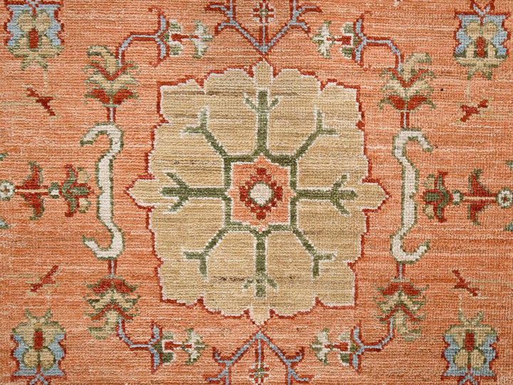 8'8" x 11'9" New Hand Knotted Orange Wool Rectangle Oriental Rug - MOA1022776