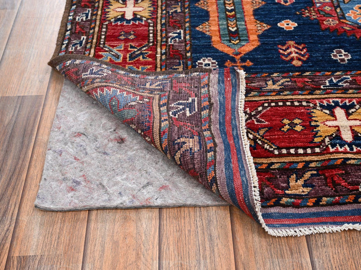 6'1" x 8'7" New Hand Knotted Blue Wool Rectangle Oriental Rug - MOA1022780