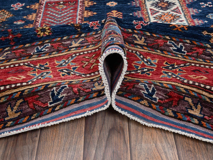 6'1" x 8'7" New Hand Knotted Blue Wool Rectangle Oriental Rug - MOA1022780