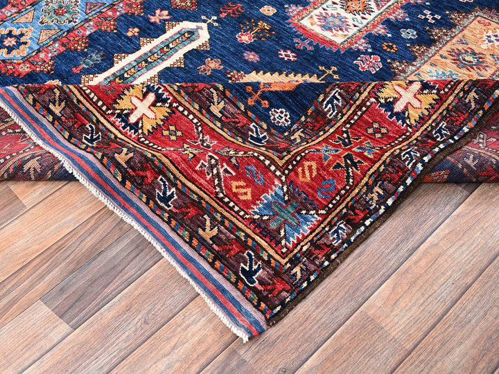 6'1" x 8'7" New Hand Knotted Blue Wool Rectangle Oriental Rug - MOA1022780