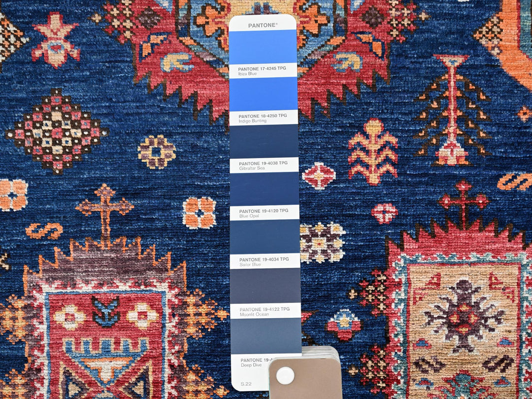 6'1" x 8'7" New Hand Knotted Blue Wool Rectangle Oriental Rug - MOA1022780