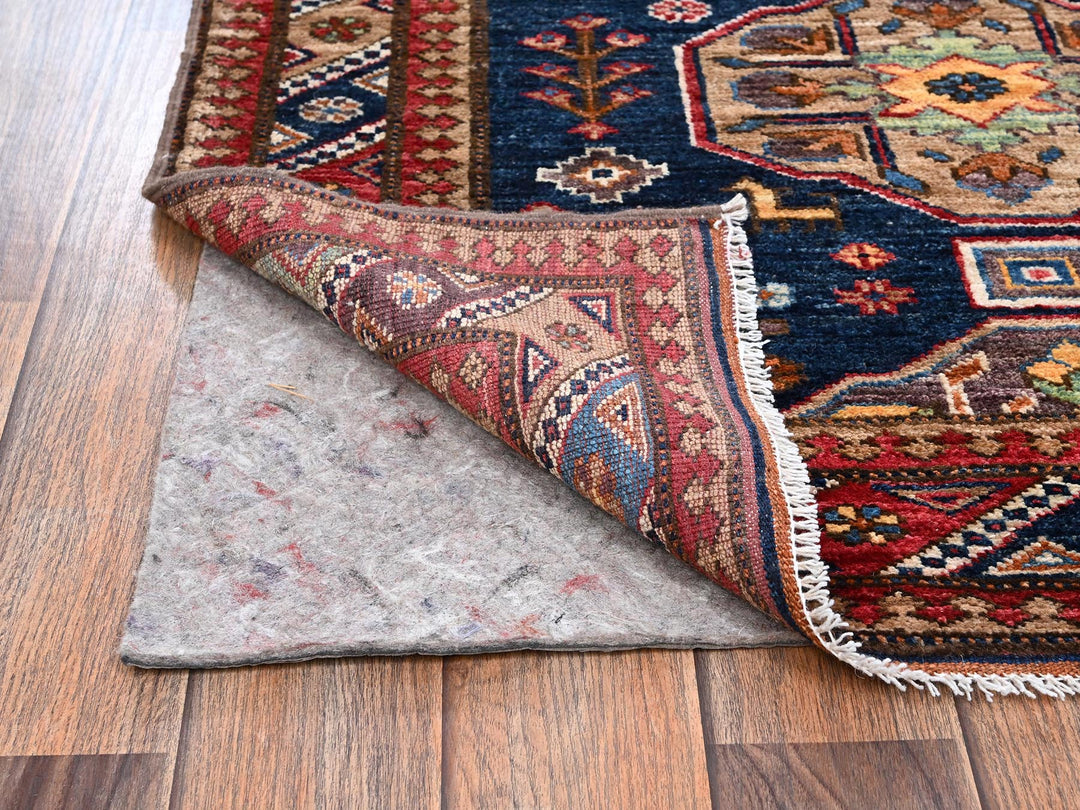2'10" x 7'2" New Hand Knotted Blue Wool Runner Oriental Rug - MOA1022781