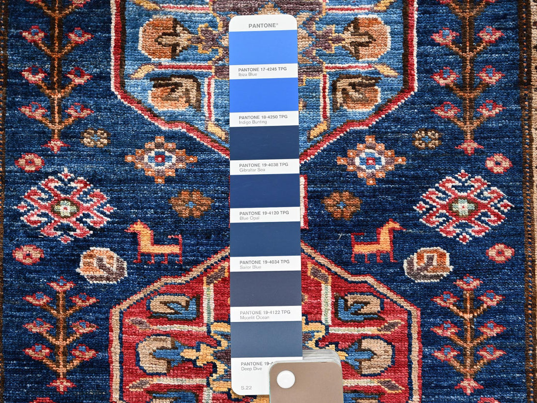 2'10" x 7'2" New Hand Knotted Blue Wool Runner Oriental Rug - MOA1022781