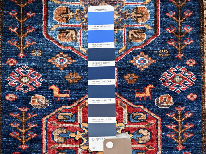 2'10" x 7'2" New Hand Knotted Blue Wool Runner Oriental Rug - MOA1022781