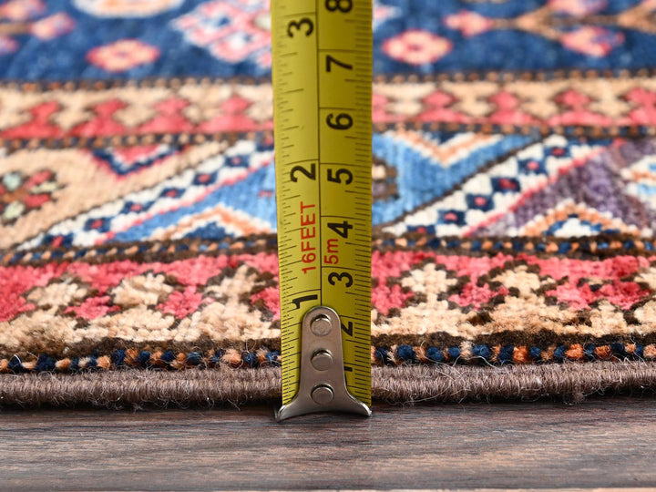 2'10" x 7'2" New Hand Knotted Blue Wool Runner Oriental Rug - MOA1022781