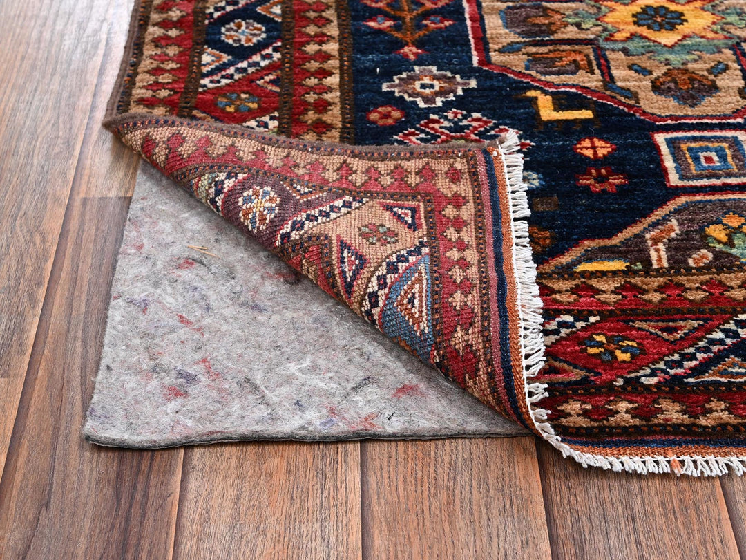 2'9" x 7'2" New Hand Knotted Blue Wool Runner Oriental Rug - MOA1022782
