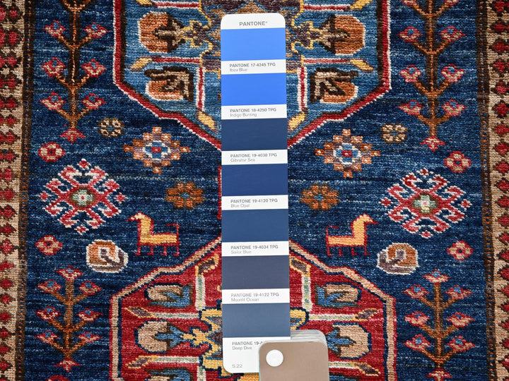 2'9" x 7'2" New Hand Knotted Blue Wool Runner Oriental Rug - MOA1022782