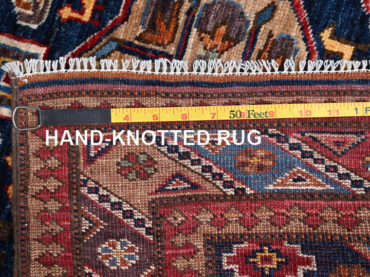 2'9" x 7'2" New Hand Knotted Blue Wool Runner Oriental Rug - MOA1022782
