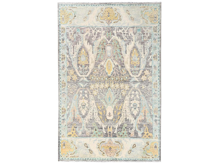 4'8" x 7'1" New Hand Knotted Grey Wool Rectangle Oriental Rug - MOA1022783