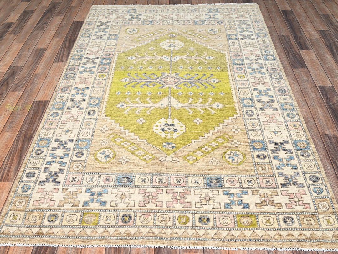 4'9" x 6'11" New Hand Knotted Brown Wool Rectangle Oriental Rug - MOA1022784