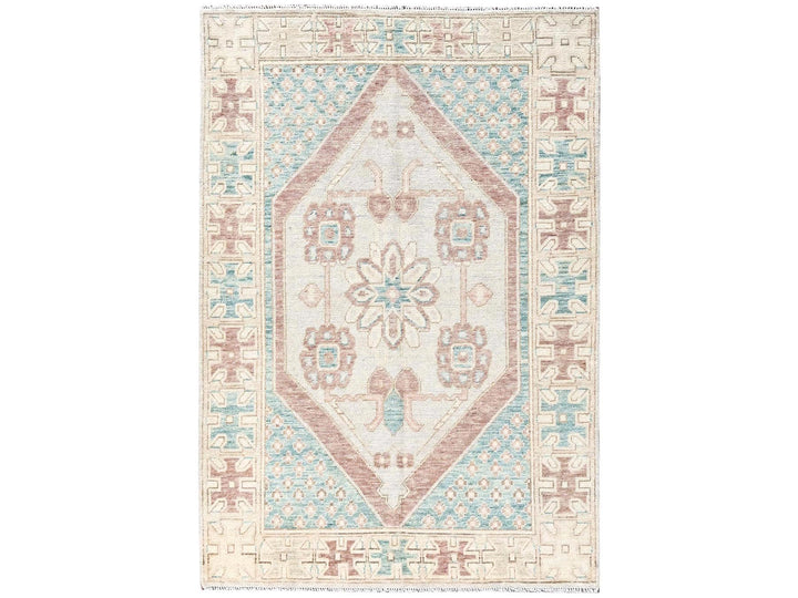 4'8" x 6'10" New Hand Knotted Blue Wool Rectangle Oriental Rug - MOA1022785