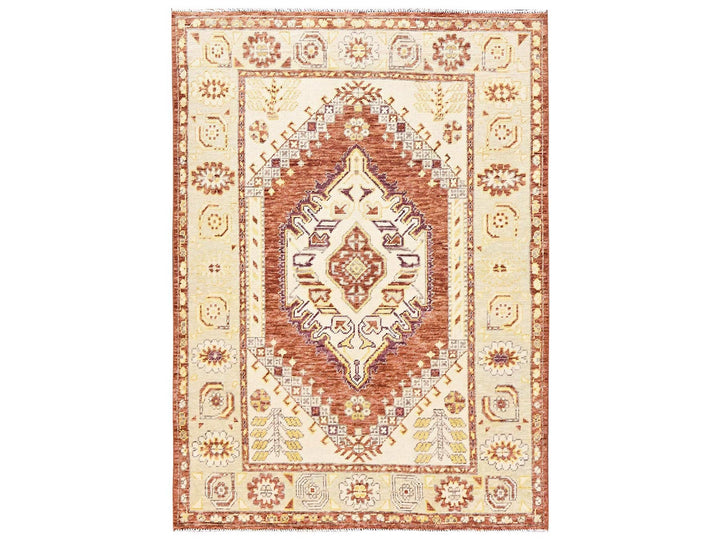 4'10" x 6'9" New Hand Knotted Brown Wool Rectangle Oriental Rug - MOA1022786