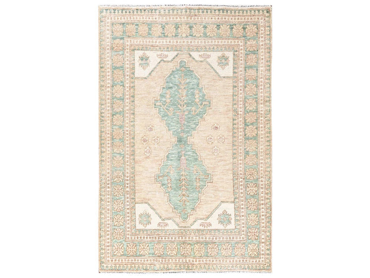 3'10" x 5'11" New Hand Knotted Brown Wool Rectangle Oriental Rug - MOA1022787