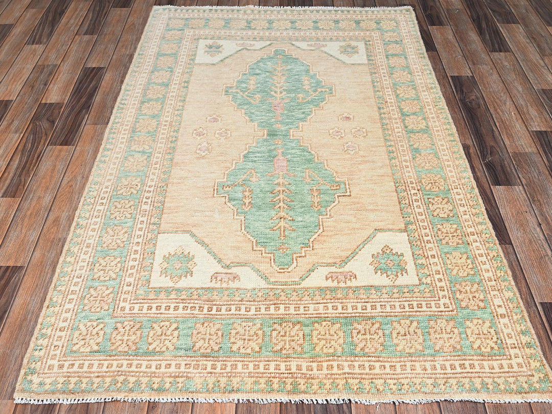 3'10" x 5'11" New Hand Knotted Brown Wool Rectangle Oriental Rug - MOA1022787