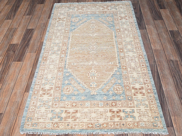 3'0" x 5'3" New Hand Knotted Blue Wool Rectangle Oriental Rug - MOA1022790